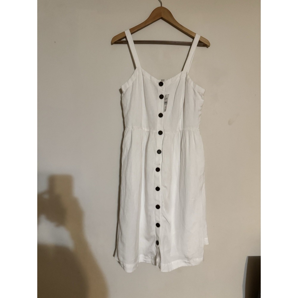 Anne Taylor Loft White Lined Linen Dress New NWT Summer Sexy Flirty Sundress 8